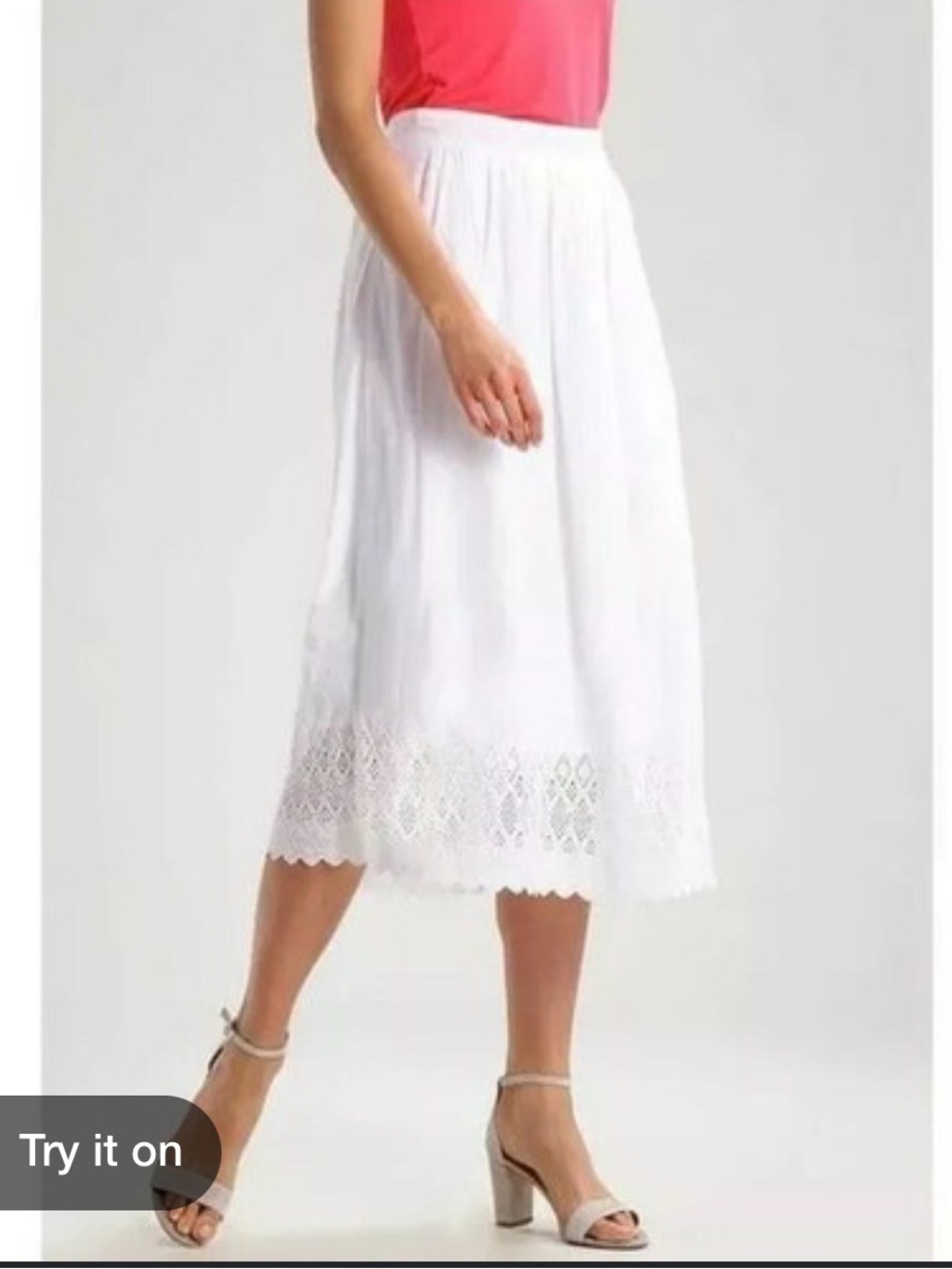 Gap White Lace-Hem Midi Skirt